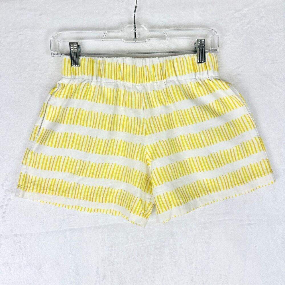Brooke Wright Designs Cotton Shorts Size XS/Small Yellow White Stripe